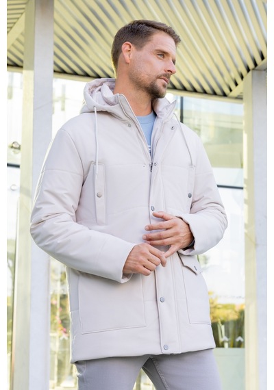 Morven Erkek Gri Poliamit Çıtçıtlı Kapüşonlu Mont 25ks024005100 Gri Gri