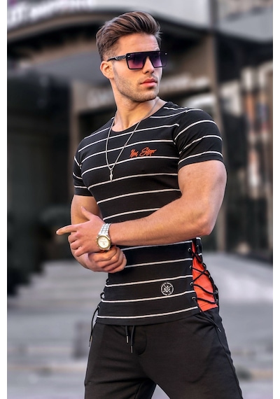 Madmext Yandan Bağcıklı Siyah Tişört 2567