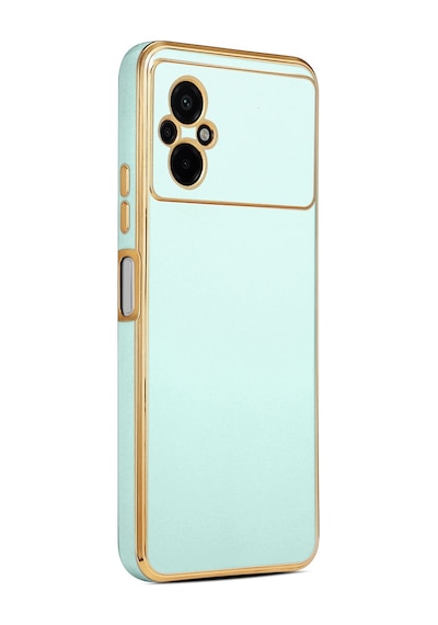 Xiaomi Uyumlu Poco M5 Kılıf Zore Kenarı Gold Renk Silikon Bark Kapak