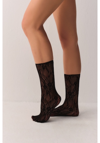 Suwen Fishnet Dantelli Soket Çorap Sc3052012 Siyah
