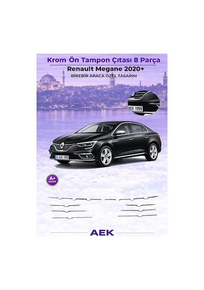 Renault Megane 4 2020+ Krom Ön Panjur Çıtası A+