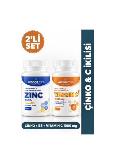 Hotay Nutrition Wooggs Vital Çinko Pikolinat Bisglisinat B6 120 Tablet + Vitamin C 1000 Mg 120 Tablet 2'li Set