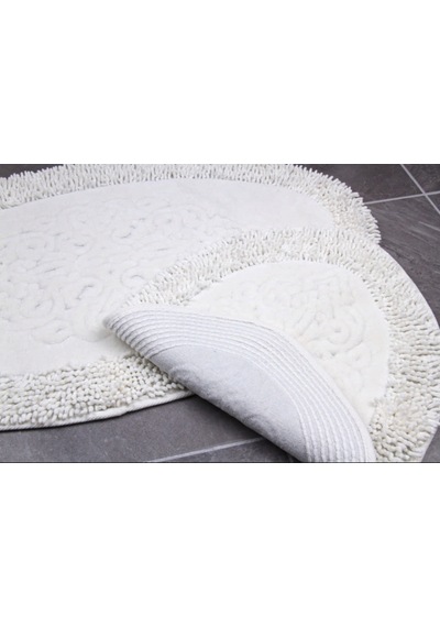 Cotton Special 2'li Oval Osmanlı Desen Pamuklu Klozet Takımı Krem 60 x 100 / 50 x 60 CM Krem