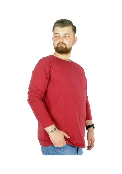 Mode Xl Büyük Beden Erkek Tshirt Likralı Bisiklet Yaka 20102 Bordo 001