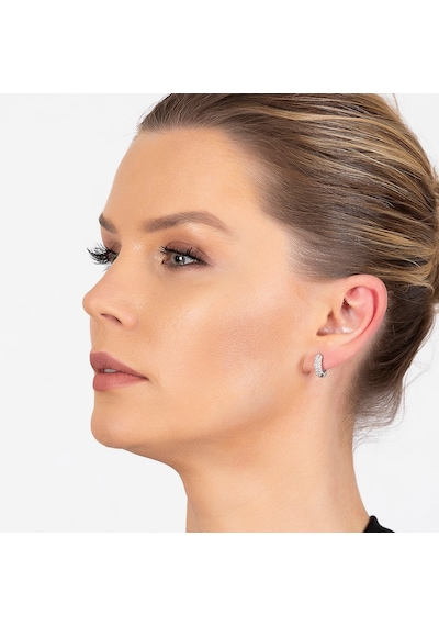 Tesbihane Starlight Diamond Zirkon Taşlı Halka Tasarım 925 Ayar Gümüş Küpe