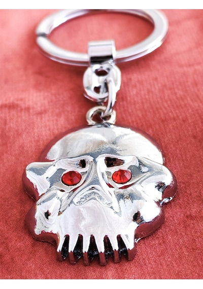Kırmızı Gözlü İskeletor Kafatası Metal Anahtarlık