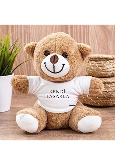 Kendin Tasarla Kişiye Özel Baskılı Peluş Ayıcık Kahverengi