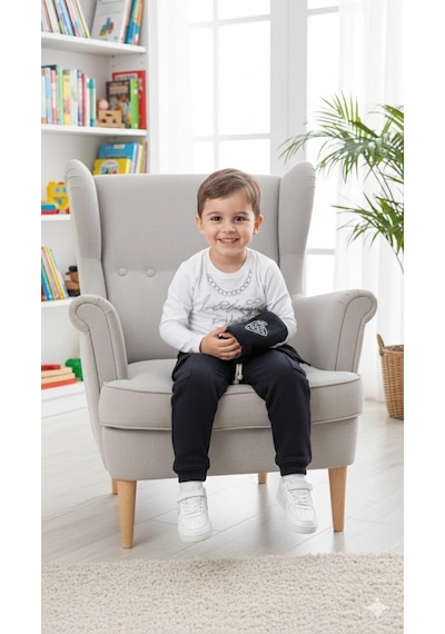 Bontino Erkek Çocuk Sweatshirt, Hırka Ve Pantolonlu %100 Pamuk 3'lü Spor Takım Siyah