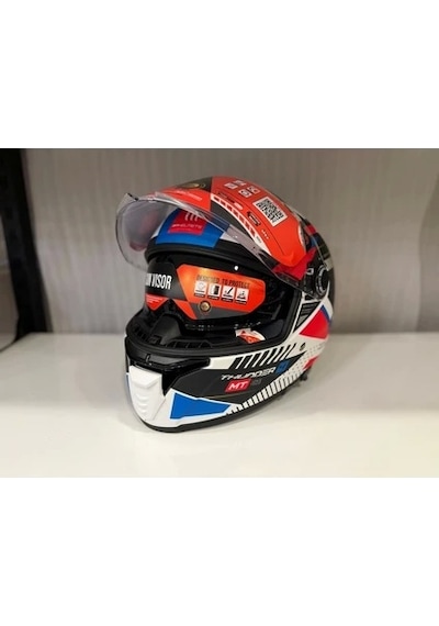 Mt Helmets Mt Thunder 4 Sv Luminence A7 Motosiklet Kaskı Mat Beyaz/mavi