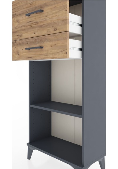 Hyperion Dolap Tek Raflı 2 Çekmeceli 60x44x134 Antrasit-çam Antrasit