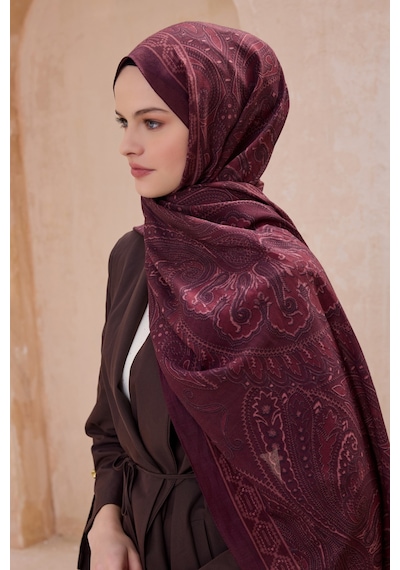 Belli Fresh Çiçek Desen Vintage Şal 3 Bordo