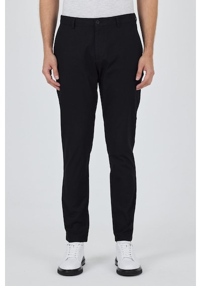 İmza Siyah Armürlü Yan Cep Düz Paça Slim Fit Pamuklu Casual Chino Pantolon 1003250120 Siyah