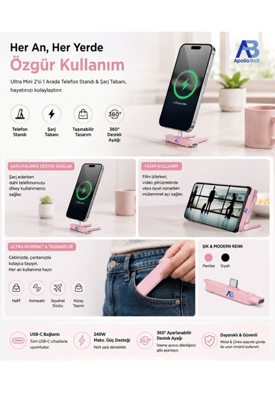 Apollobell Dhp04-007 Şarj Portlu Telefon Standı