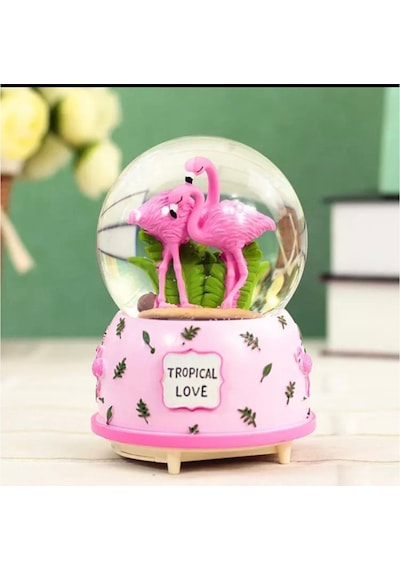Flamingo Büyük Boy Müzikli Işıklı Püskürmeli Kar Küresi