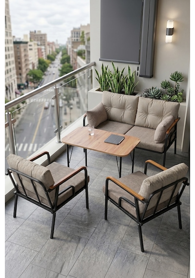 Ekon Serisi 1. Sınıf 2+1+1 Cappucino Bahçe Balkon Oturma Koltuk Takımı