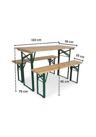 Ayakları Katlanır Ahşap Bahçe Masası-bank Seti 110x70 78 Cm Ahşap