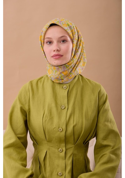 Silk Home Soft Eşarp 73091-41 Gümüş, Vizon, Sarı, Çimen Yeşili