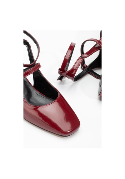 Aymood St-003 Bordo Rugan Günlük 4 Cm Topuklu Ayakkabı Bordo
