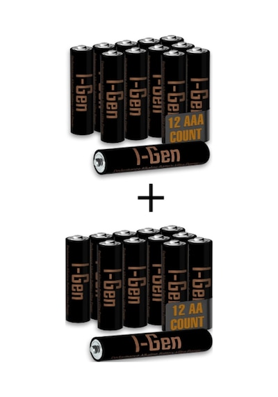 I-gen A174 24'lü Paket Ultra Alkalin Pil 12 Adet Lr03 1.5v Aaa İnce Kalem Pil + 12 Adet Lr6 1.5v Aa Kalem Pil