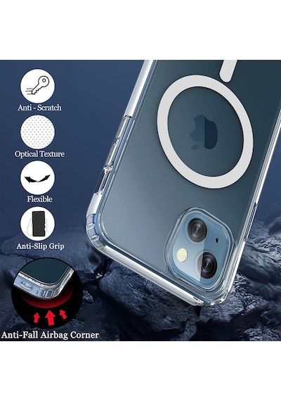 Apple Uyumlu iPhone 13 Mini Kılıf Magsafe Magnetic Crystal - Şeffaf