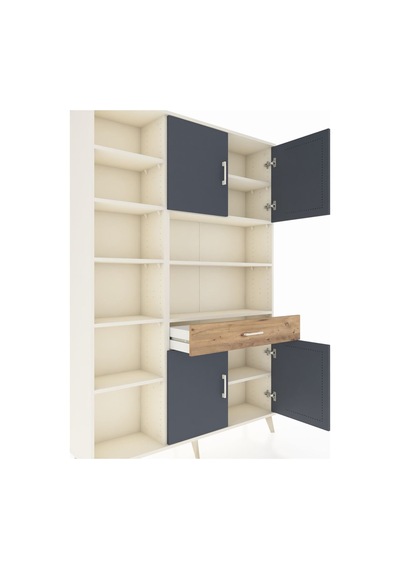 Arges Dolap 10 Raflı Tek Çekmeceli 4 Kapaklı 132x30x195 Aytaşı-antrasit/çam Antrasıt/atlas Çam Arges Dolap 10 Raflı Tek Çekmeceli 4 Kapaklı 132x30x195 Aytaşı-antrasit/çam Antrasıt/atlas Çam