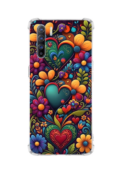Printify Oppo Reno3 İle Uyumlu Düşlerin Dansı Serisi Çiçeklerin Dansı Tasarımlı Uv Baskılı Köşe Korumalı Antişok Kılıf Şeffaf