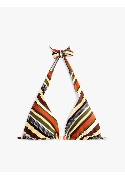 Koton Boyundan Bağlamalı Çizgili Üçgen Bikini Üst Sarı Çizgili 6sak10194mm