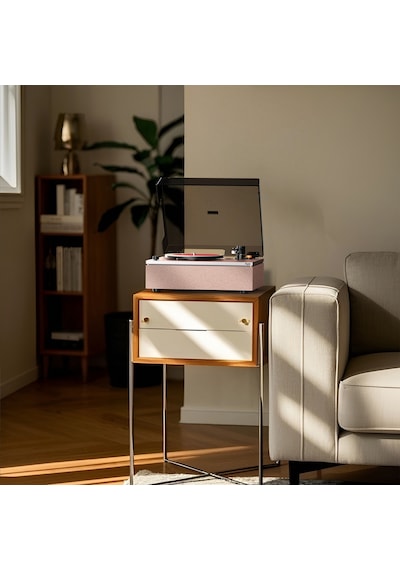 Hym s Lumi-s Pembe Dahili Bluetooth Hoparlörlü Retro Pikap Plakçalar