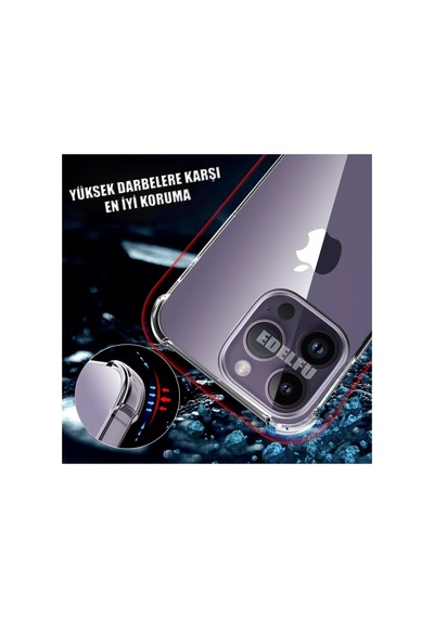 Iphone 14 Pro Uyumlu Köşeleri Airbag Tampon Silikon Darbeye Dayanıklı Şeffaf Kılıf Çok Renkli