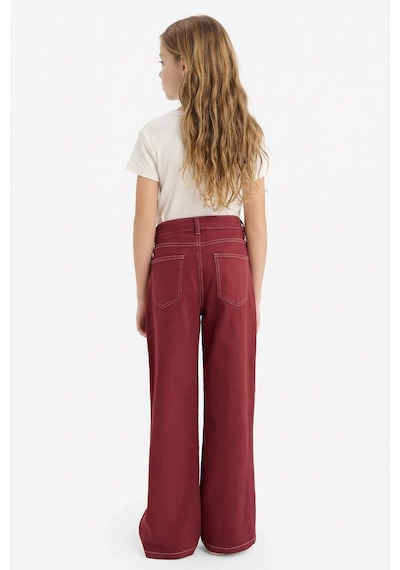 Defacto Kız Çocuk Wide Leg Geniş Paça Gabardin Pantolon G6902a826smbr169 Bordo-br169