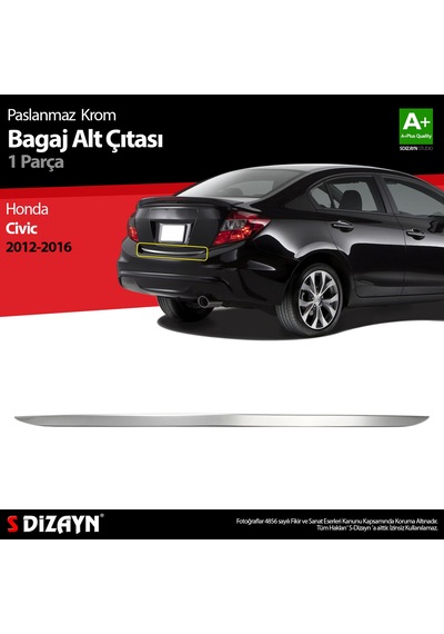 S-Dizayn Honda Civic Krom Bagaj Alt Çıta 2012-2016 N11.1431