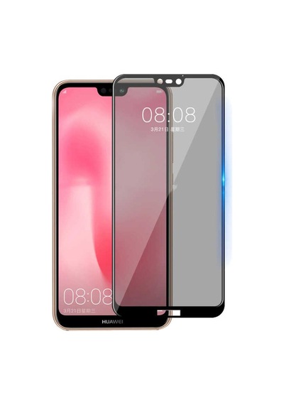 Huawei P20 Lite New 5D Privacy Hayalet Cam Ekran Koruyucu Siyah