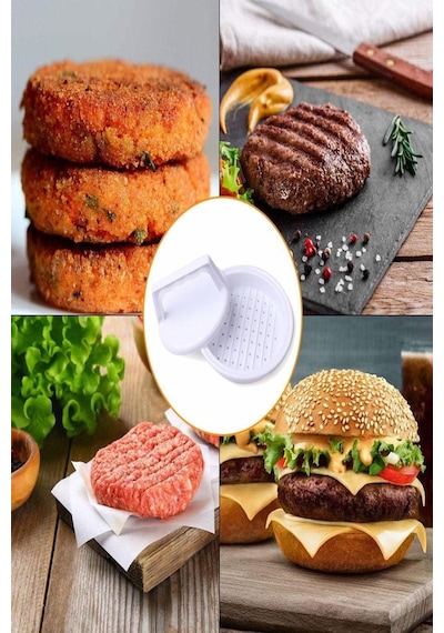 Hamburger Ve Köfte Şekillendirici Pratik Köfte Kalıbı Hamburger Pres Aparatı Hamburger Kalıbı Beyaz