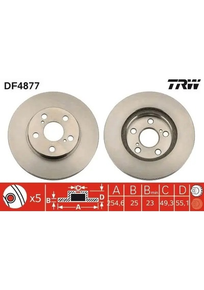 Toyota Corolla Fren Diski On 2002-2007 Trw Df4877 2adettir