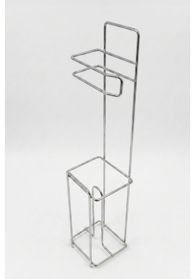 Parlak Silver Metal Ayaklı Tuvalet Kağıtlığı Ve Yedek Rulo Standı Modern Wc Kağıtlık