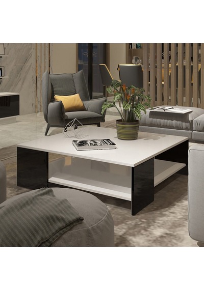 Trendstyle 4s Mdf Tv Ünitesi Ve Orta Sehpa 2'li Set - Beyaz Siyah Beyaz - Siyah