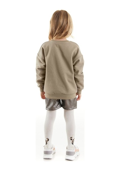 Minnie Mouse Supermino Minnie Lisanslı Kız Çocuk Sweatshirt Deri Tayt Ve Külotlu Çorap 3