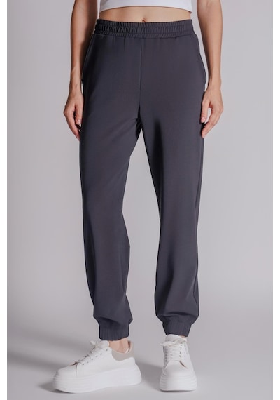 Braccas Kadın Yandan Cepli Beli Ve Paçası Lastikli Relaxed Fit Jogger Pantolon Lacivert Lacivert