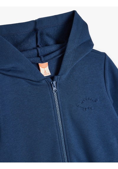 Koton Basic Kapşonlu Sweatshirt Fermuarlı Şardonlu Lacivert 5wmb10008tk Lacivert