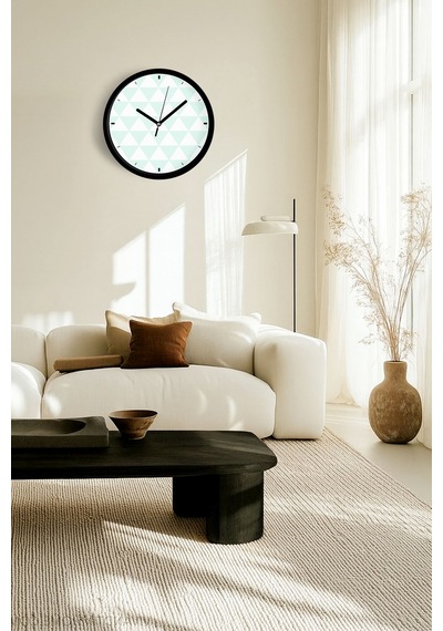 Modern Duvar Saati - 25cm - Önü Camlı Siyah Kasa - Sessiz Mekanizma-jh0870 Siyah