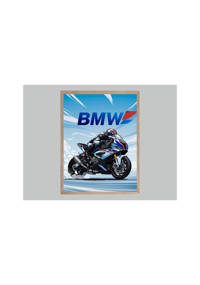 Bmw Doğal Ahşap Çerçeveli Tek Parça Dekoratif Tablo Çok Renkli - 818981869 Çok Renkli