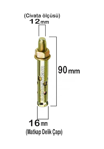 Aletçantam Çelik Dübel Gömlekli 12x90 (16mm) - 10 adet