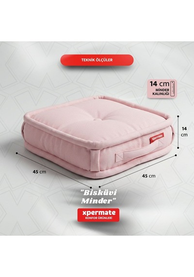 Xpermate Bisküvi Minder Petek Önü Fransız 45x45x14 Pembe