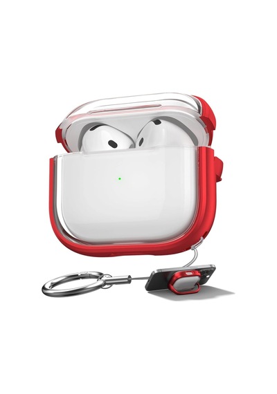 Caseonn Apple Airpods Uyumlu 5 Kılıf Renkli Kenar Kilitli Kapak Kırmızı