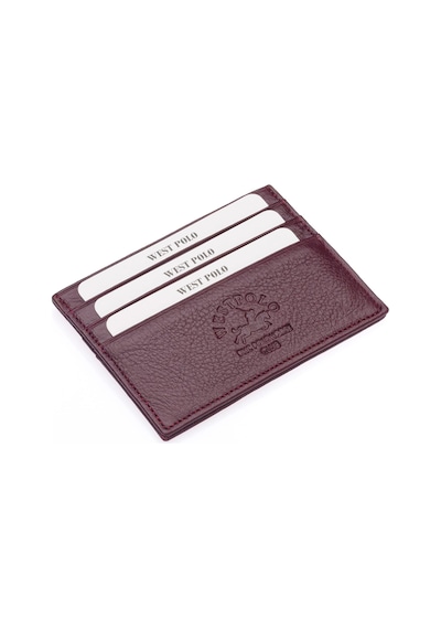 West Polo Hakiki Deri Bol Kartlıklı Unisex Kartlık Wpt041 Bordo