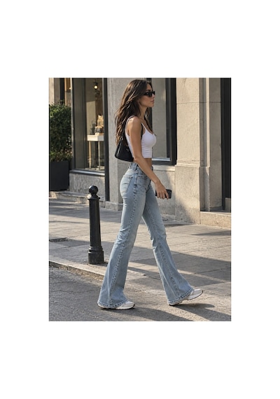 Zdnjeans İspanyol Paça Denım Pantolon Tintli Mavi