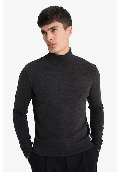 Defacto Slim Fit Dar Kesim Balıkçı Yaka Basic Düz Triko Kazak R1124az25wngr210 Gri-gr210
