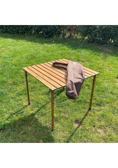 Bag The Joy 60 x 60 x 55 CM Ahşap Katlanır Kamp Masası - Kahverengi