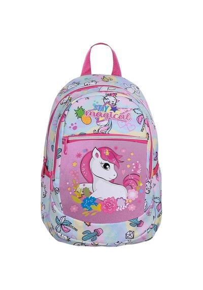 Anaokul Sırt Çantası Kız Erkek Unisex Ortopedik Astarlı Su Geçirmez 5 6 7 Yaş At Model Unicorn Beyaz