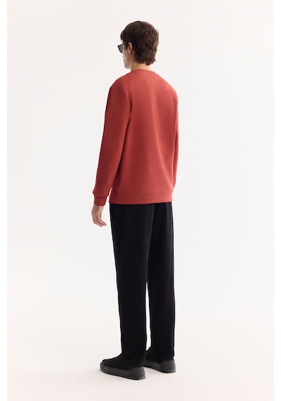 Avva Erkek Kiremit Bisiklet Yaka Pamuklu Bi-stretch Baskılı Regular Fit Sweatshirt A52y1260